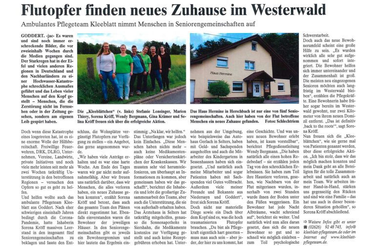 Read more about the article Flutopfer finden neues Zuhause